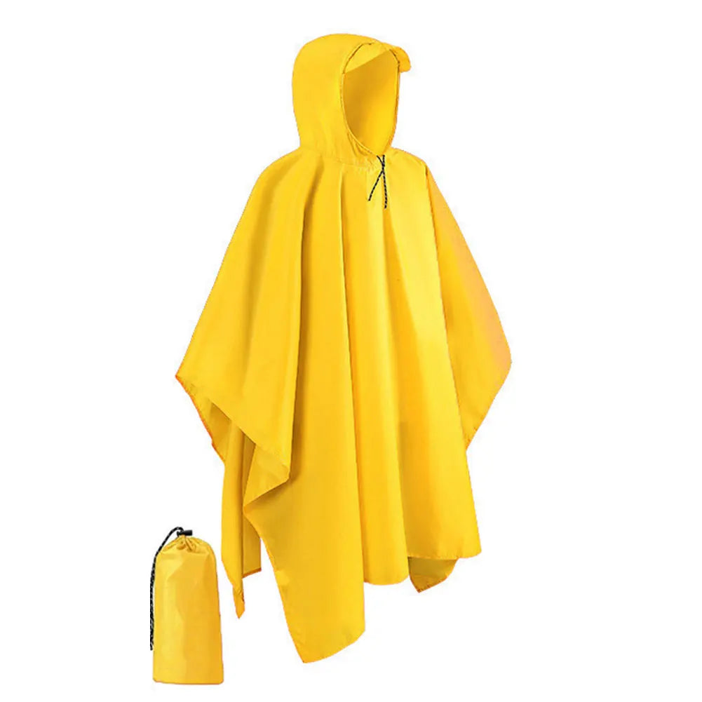 Hooded Rain Poncho Waterproof Lightweight Yellow