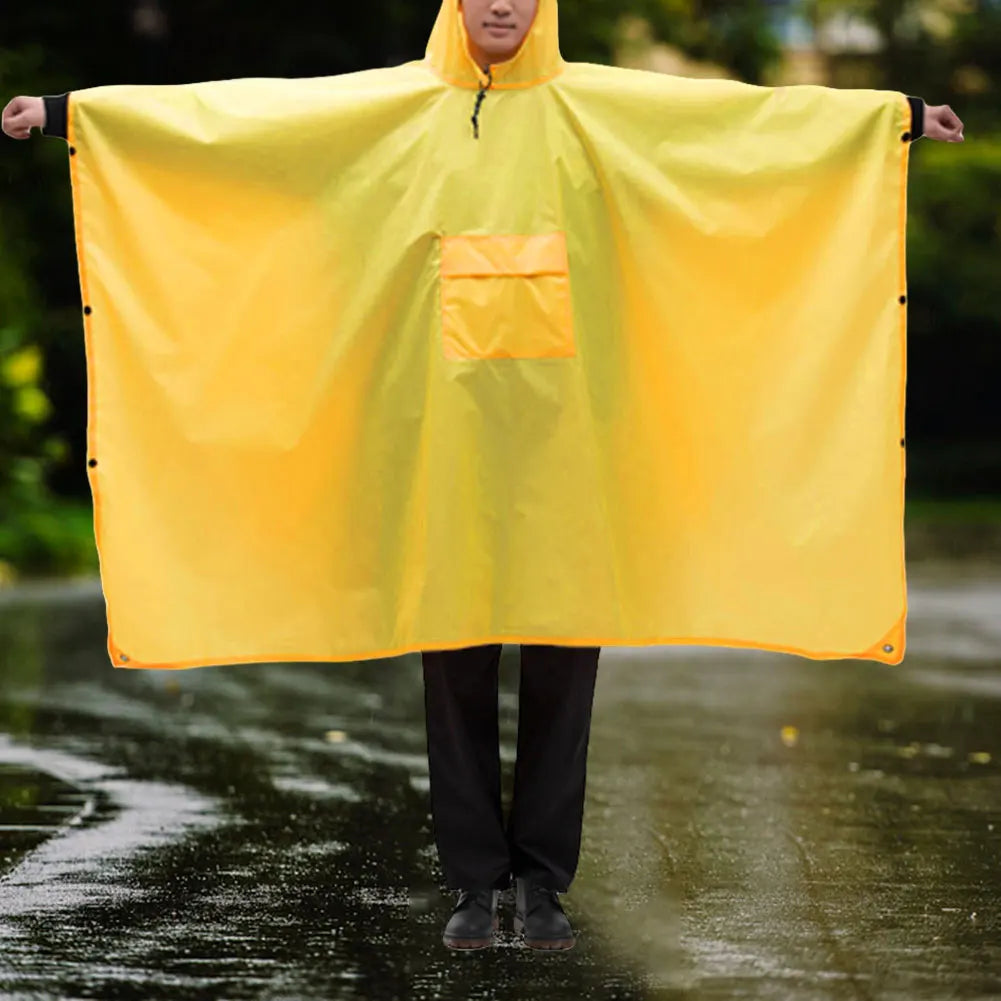 Hooded Rain Poncho Waterproof Lightweight Yellow